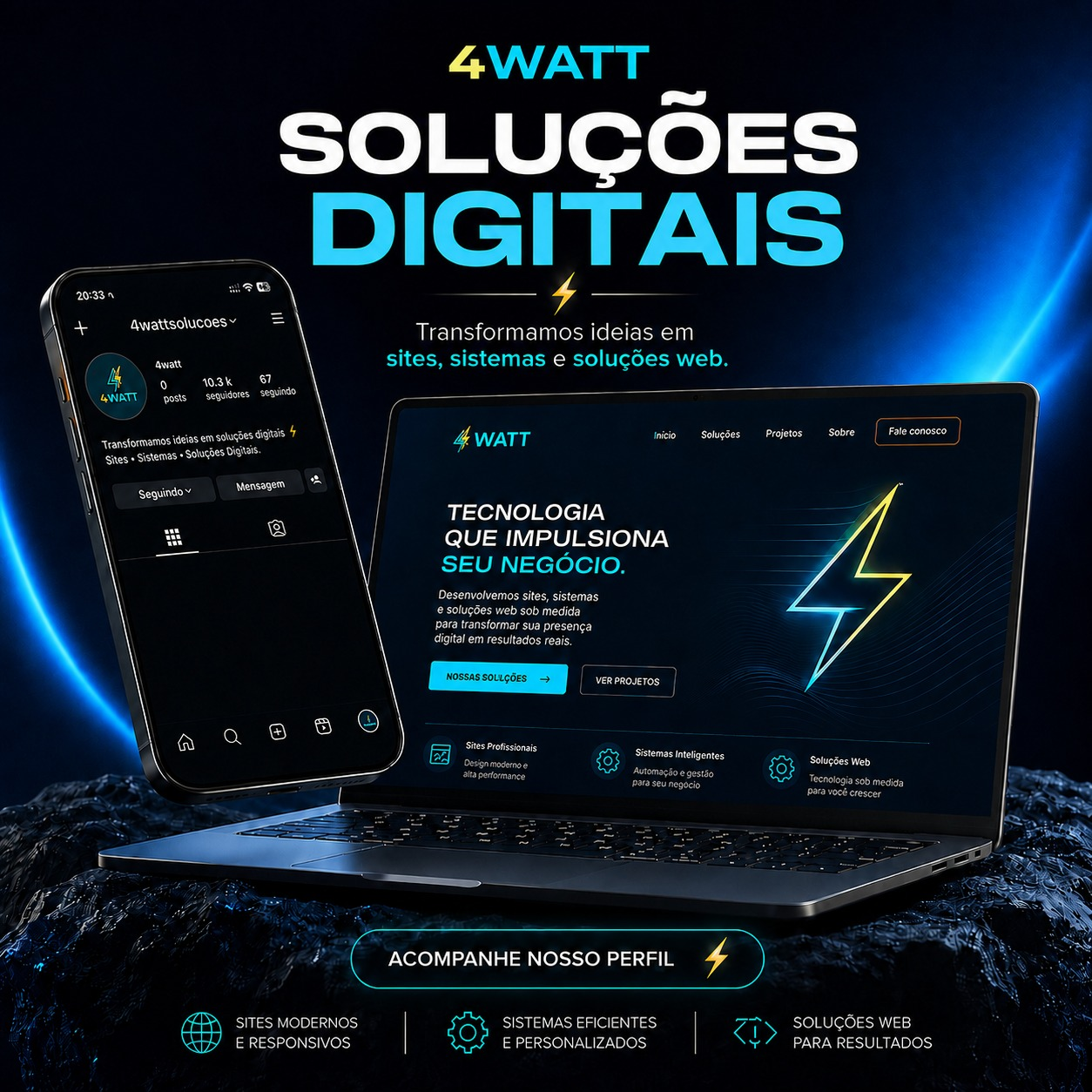 Arte institucional de soluções digitais da 4WATT